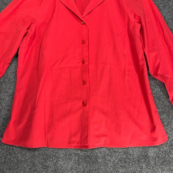 Talbots Shirt Womens 10 Red Cotton Stretch Button Up Blouse Wrinkle Resistant - Picture 2 of 8
